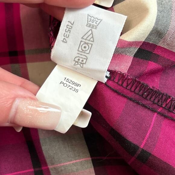 Pendleton Petite Flannel Wrinkle Free pink plaid wide sleeve button up pink/blk - Picture 7 of 9